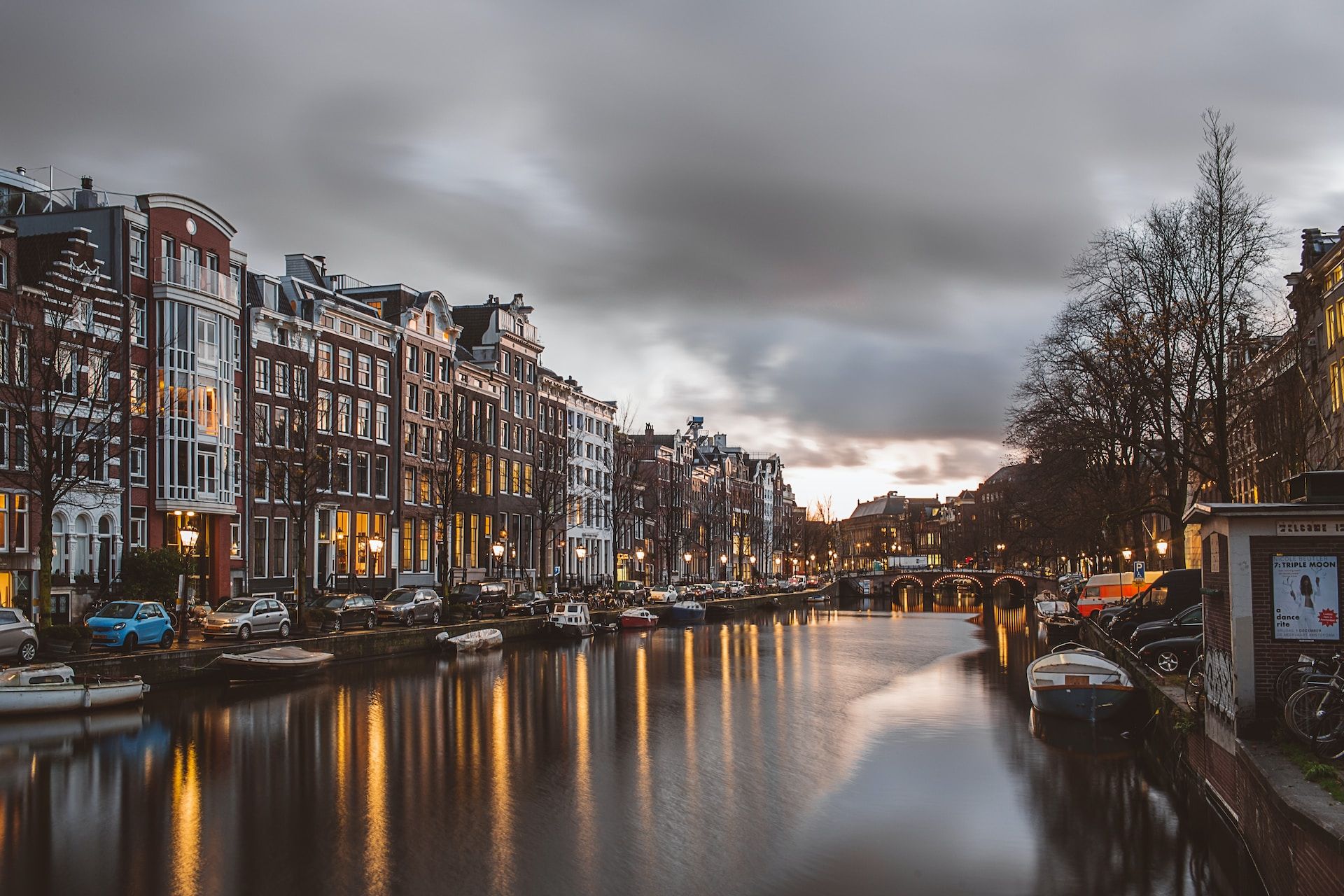 Amsterdam canal in the evening