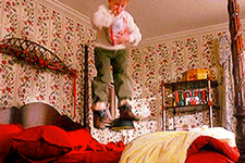 jumping on a bed