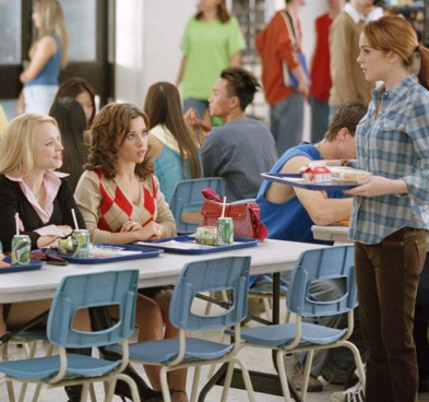 Cady approaching the Plastics table at lunch