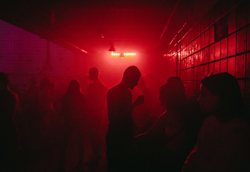 A dimly lit night club