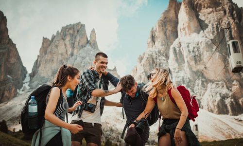 Group of friends enjoying a travel experience together