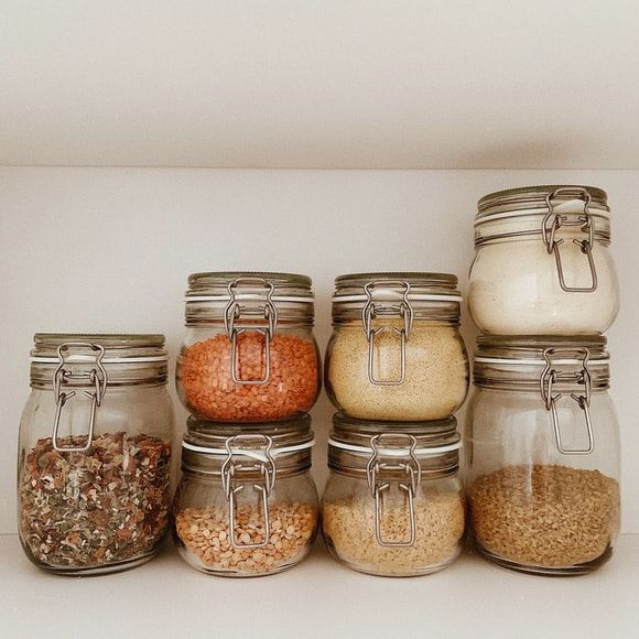 dry ingredients in mason jars