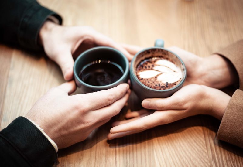 A couple enjoying a coffee date