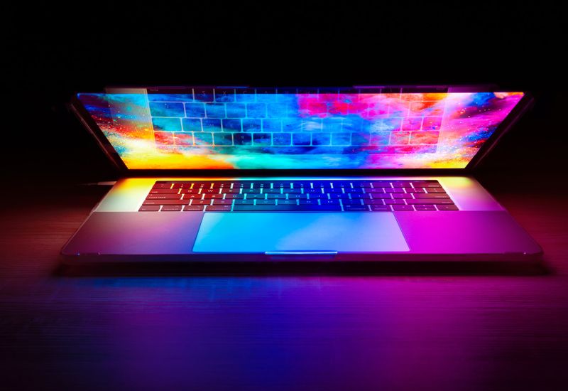 Colourfully lit laptop