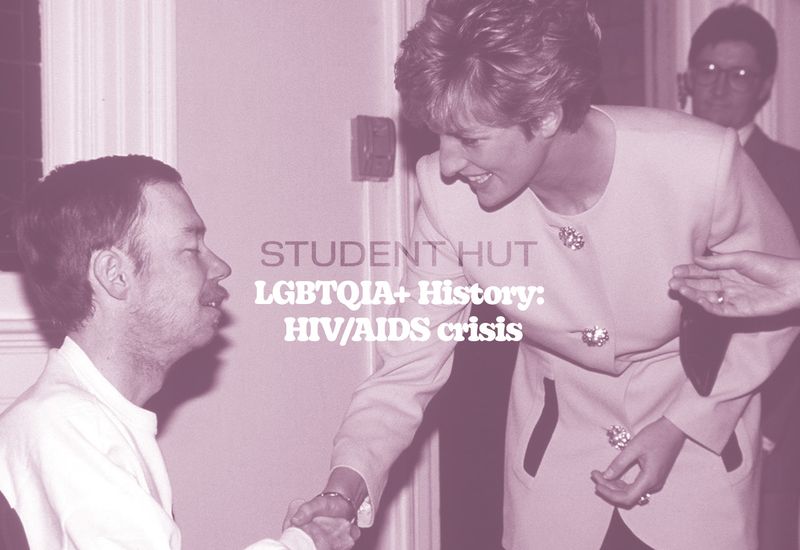 Princess Diana shaking hands with an AIDS patient