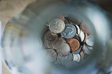 Coins in a savings jar