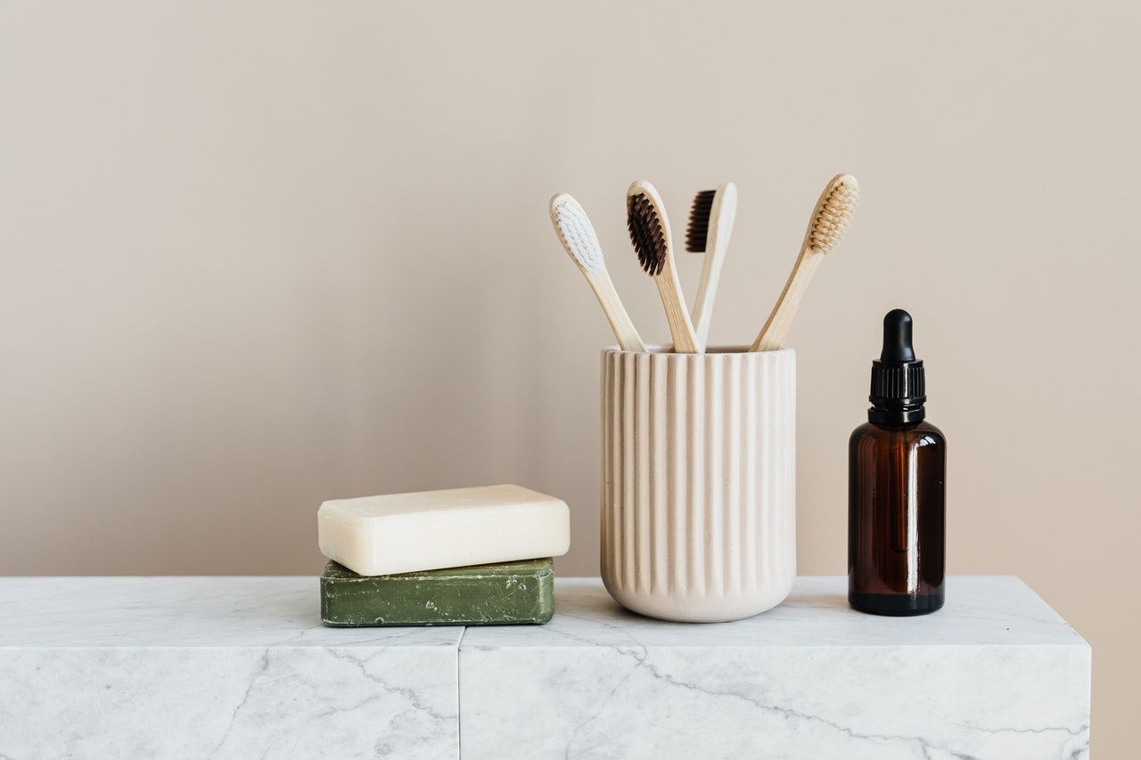 Soap bars and bamboo toothbrushes