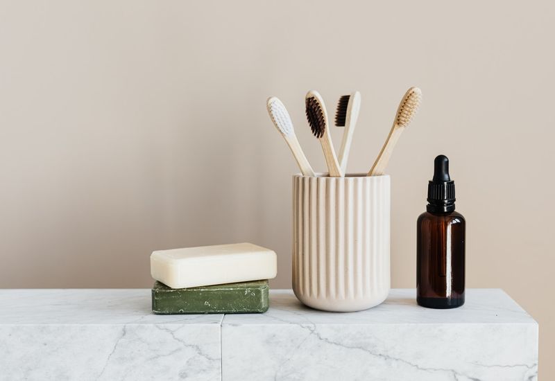 Soap bars and bamboo toothbrushes