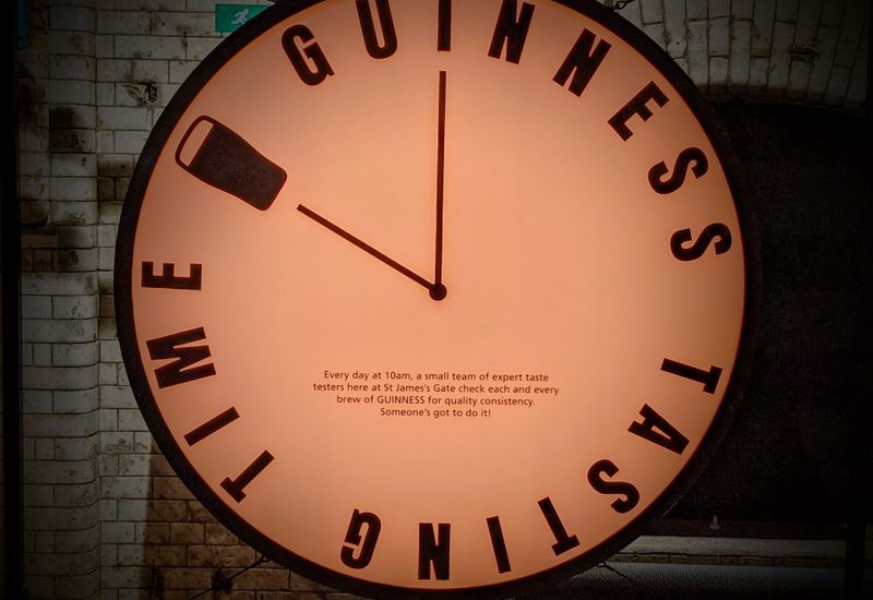 Clock with "Guinness tasting time" around the edge
