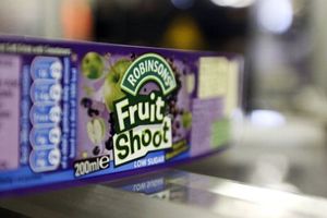 Close up of a box of Fruit Shoot. 