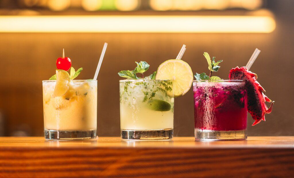 various colourful cocktails
