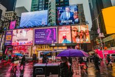 The bright and colourful digital billboards of Times Square, New York