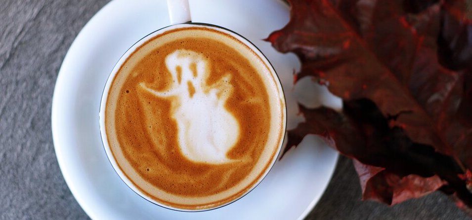 latte art of a ghost