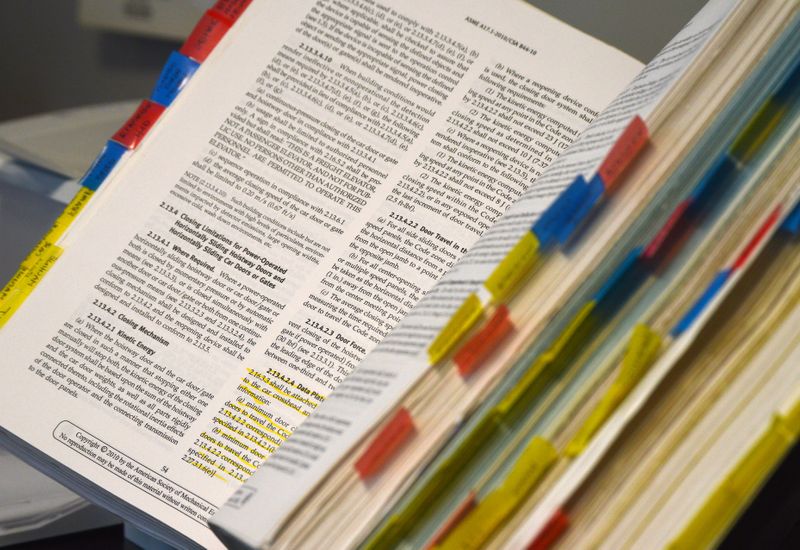 A book with many pages highlighted
